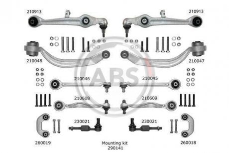 К-кт рычагов пер подвески Audi A6/Superb/Passat B5 (с тонким пальцем) A.B.S. 219902