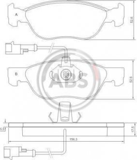 Гальмівні колодки перед. Fiat Bravo/Marea 96-02 (ATE) (156,3x52,6x17,6) A.B.S. 36893