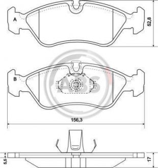 Гальмівні колодки перед Astra F/Vecta B/Combo -05 (ATE) A.B.S. 36896