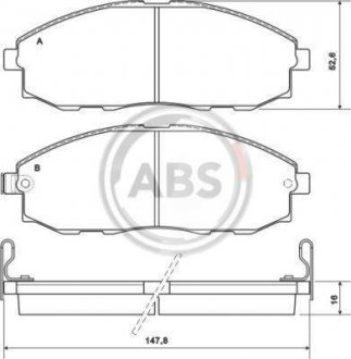 Тормозные колодки перед. Hyundai H-1 97-07 A.B.S. 37130