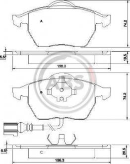 Тормозные колодки передние Octavia/Bora/Golf 91-07 A.B.S. 37133