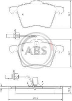 Тормозные колодки перед. T4 2.5TDI 96-03 (R15)(с датчиком) A.B.S. 37141