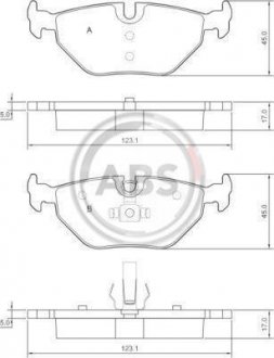 Тормозные колодки зад. BMW 3 (E46)/SAAB 9-5/ROVER 75 96-09 (ATE) (123,1x45x17) A.B.S. 37267