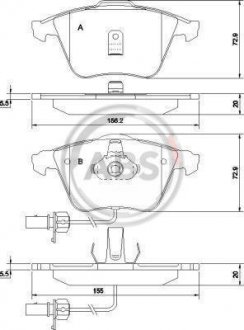 Тормозные колодки перед. Audi A4/A6/A8 00- A.B.S. 37425