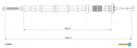 FIAT Трос ручн.тормоза Punto 05- прав. ADRIAUTO 11.0296.1 (фото 1)
