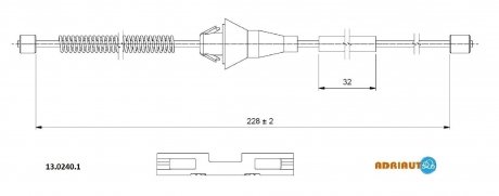 FORD Трос ручн.тормоза Focus 05- бараб. ADRIAUTO 13.0240.1 (фото 1)