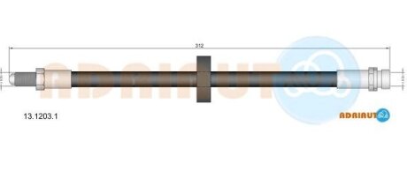 FORD Шланг тормозной задн.Mondeo III 00- ADRIAUTO 13.1203.1
