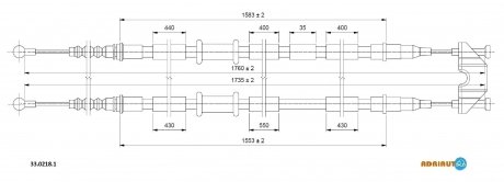 OPEL Трос ручного тормоза Astra SW 04- ADRIAUTO 33.0218.1