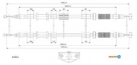 OPEL Трос ручного тормоза задн. 1477/1260+1462/1246 мм CORSA D 06- ADRIAUTO 33.0251.1