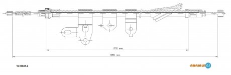 TOYOTA Трос ручного тормоза прав. 1984/1763 мм COROLLA Verso 04- ADRIAUTO 52.0247.2 (фото 1)