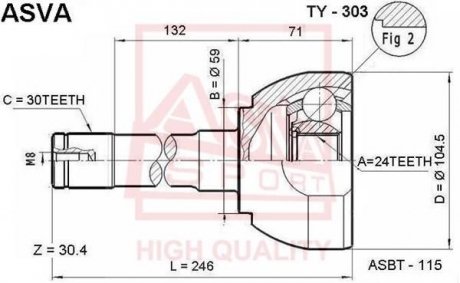 ШРУС ЗОВНІШНИЙ 24x59x30 (TOYOTA LAND CRUISER 100 HDJ101/UZJ100 1998-2007) ASVA TY-303