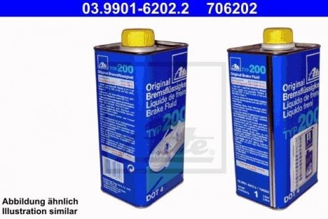 Рідина гальмівна DOT 4 BRAKE FLUID TYP 200 ATE 03.9901-6202.2 (фото 1)