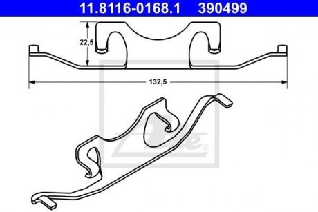 К-кт монтажний колодок зад. BMW 5 (E39) 2.0-4.9 11.95-05.04 ATE 11.8116-0168.1