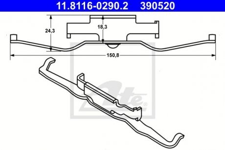 Р-кт гальмівних колодок перед. BMW X5 (E53) 00-/5 (E39) -00 ATE 11.8116-0290.2