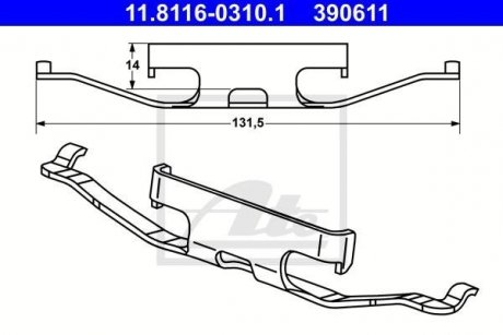 Комплект монтажный тормозных колодок (задних) ATE 11.8116-0310.1