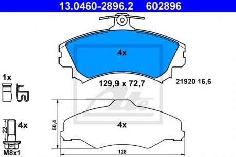 Колодки тормозные дисковые, к-кт ATE 13046028962