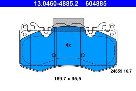 Комплект тормозных колодок из 4 шт. дисков ATE 13.0460-4885.2