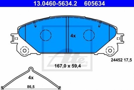 Гальмівні колодки дискові перед. Lexus RX 08-/Toyota Rav 4 12- ATE 13.0460-5634.2