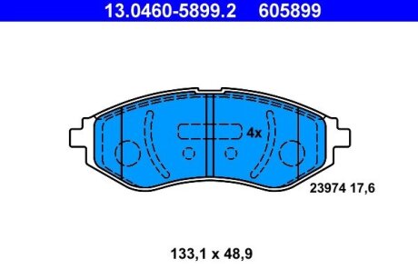 Комплект тормозных колодок, дисковый тормоз ATE 13.0460-5899.2