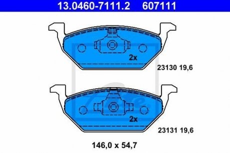 Комплект тормозных колодок, дисковый тормоз ATE 13.0460-7111.2 (фото 1)