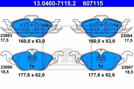 Колодки тормозные дисковые, к-кт ATE 13046071152