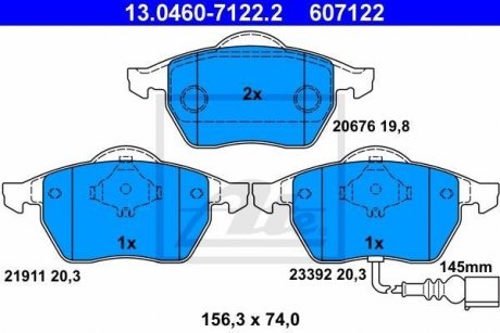 Колодки тормозные дисковые, к-кт ATE 13046071222 (фото 1)