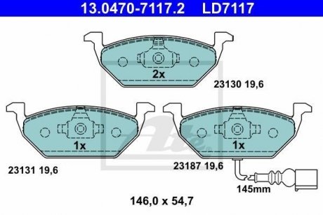 Колодки тормозные дисковые керамические, к-кт ATE 13047071172