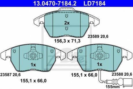 Комплект тормозных колодок из 4 шт. дисков ATE 13.0470-7184.2