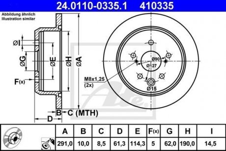 Диск тормозной задний, Lexus IS 2D/2.5/3.5 08.05- ATE 24.0110-0335.1