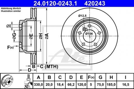 Диск тормозной BMW 3 11- ATE 24012002431