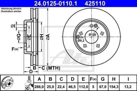 Гальмівний диск ATE 24.0125-0110.1