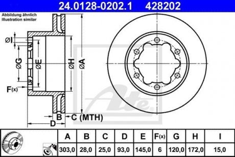 Диск гальмівний зад ATE 24012802021