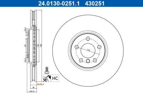 Диск гальмівний ATE 24.0130-0251.1