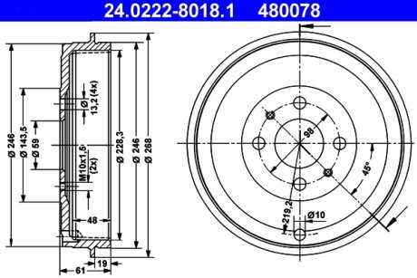 Гальмівний барабан ATE 24022280181