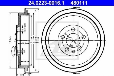 Барабан тормозной ATE 24022300161