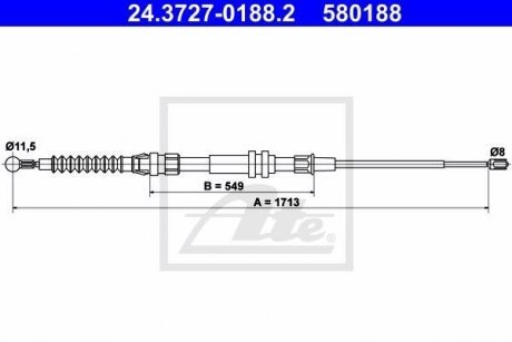 Трос стоянкової гальмівної системи ATE 24.3727-0188.2