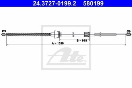 Трос, стоянкова гальмівна система ATE 24.3727-0199.2