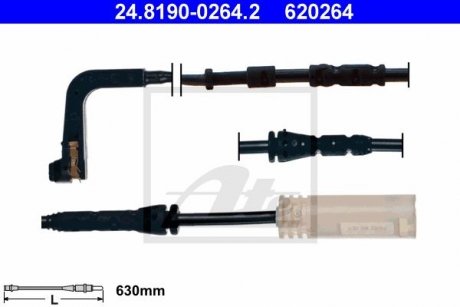 Сигналізатор, знос гальмівних колодок ATE 24.8190-0264.2 (фото 1)