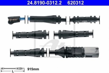 Сигналізатор, знос гальмівних колодок ATE 24.8190-0312.2