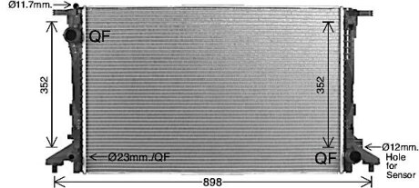 Радиатор охлаждения двигателя VW Touareg (18-) 3,0TDI, Audi Q7 (16-) Q8 (19-) 3 AVA COOLING AI2441 (фото 1)