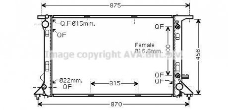 Радіатор охолодження A4/A5/Q5 32i/27TD/30TD AT (вир-во) AVA COOLING AIA2291 (фото 1)