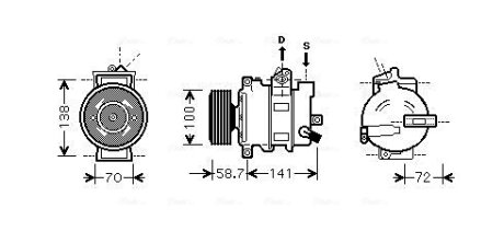 Компресор кондиціонера Audi A4 B6, B7, B8 (01-), A5 (08-), A6 C6, C7 (04-), Q5 (09-) 1.8-2.0TFSi, 2.0TDi AVA AVA COOLING AIAK279