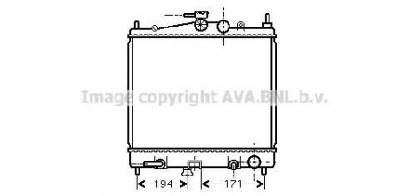 Радиатор охлаждения двигателя Nissan Micra 1,2i 1,4i AT 03>10, Note 1,4i 1,6i A AVA COOLING DNA2248