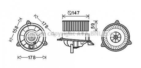 Вентилятор отопителя салона Ford Connect 1,8DI-TDCI 02>, Mondeo III man AC AVA COOLING FD8495 (фото 1)