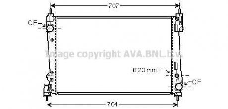 Радіатор охолодження двигуна Fiat Doblo 10> 1,6-2,0 MJet MT AC+/-, Opel Combo 1,6-2,0 CDTI 12> AC+/- AVA AVA COOLING FTA2312 (фото 1)