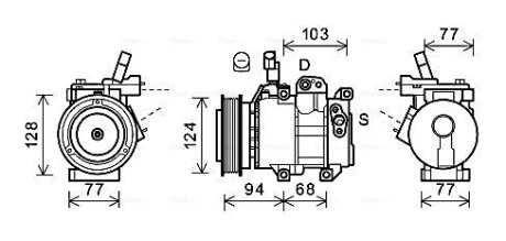 Компрессор кондиционера Hyundai i20 (08-), Accent IV (10-) 1.4i, 1.6i A AVA COOLING HYK451