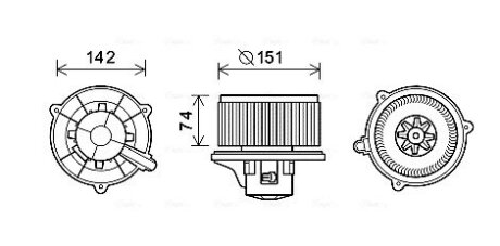 Вентилятор отопителя салона Kia Rio (00-05) 1.3i 1.5i AVA AVA COOLING KA8224 (фото 1)