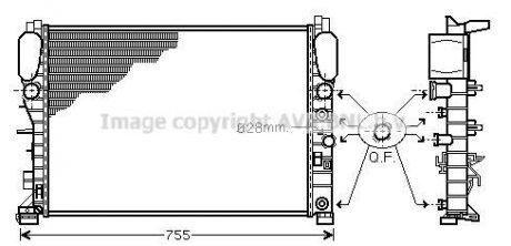 Радіатор охолодження двигуна MB E211 200-220CDI 230-350i 02>08 AC+/- AVA AVA COOLING MSA2341