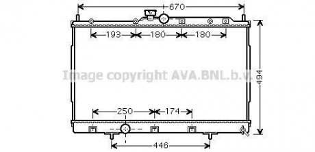 Радиатор охлаждения двигателя Mitsubishi Outlander 2,0i 2WD/4WD 5MT AC+/- 03>06 AVA AVA COOLING MT2183