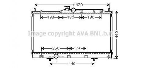 Радиатор охлаждения двигателя Mitsubishi Lancer 1,6-2,0i 03>07 AT AC+/- AVA AVA COOLING MT2199 (фото 1)